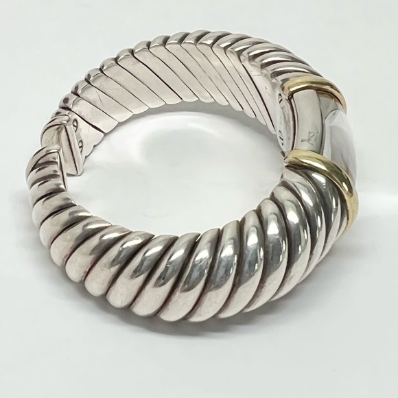 David Yurman Diamond Waverly MOP Cuff Bracelet Watch .925/18K Gold - Picture 4 of 11